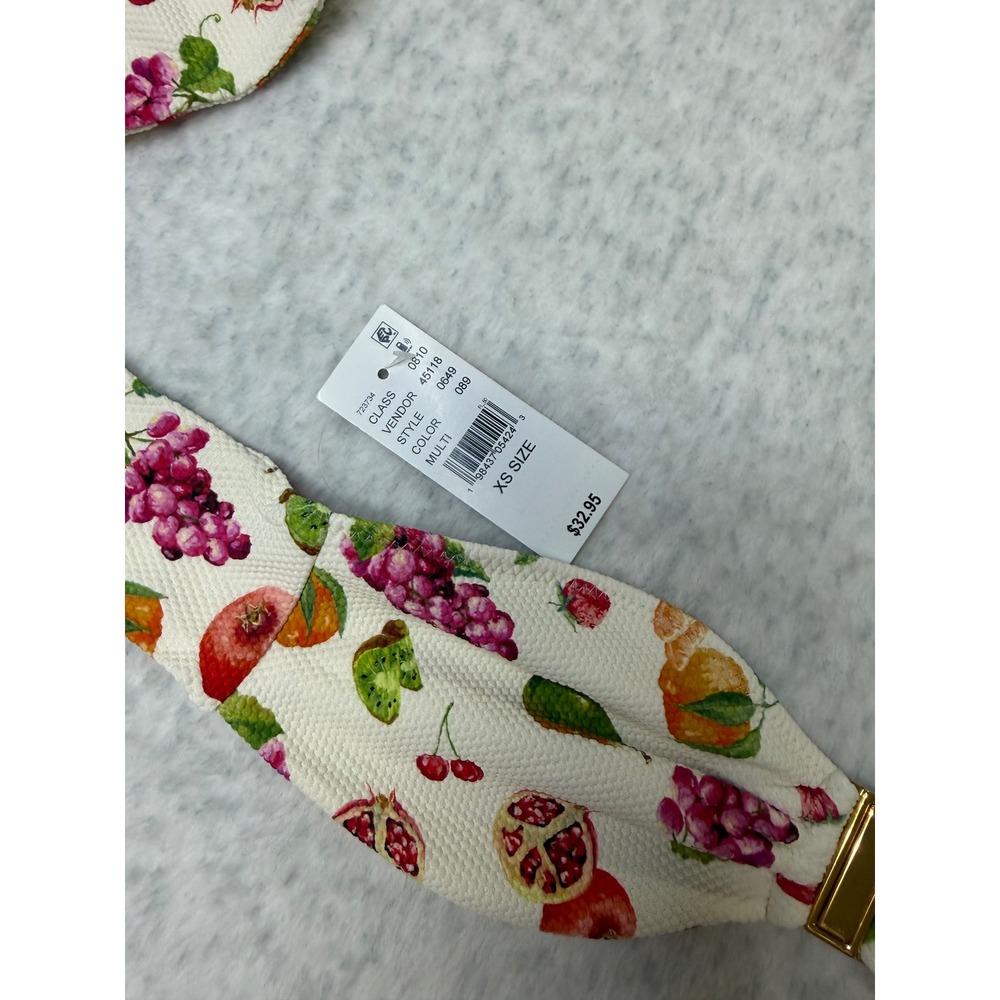 PacSun Eco Fruit Print Bandeau Bikini Top XS Multi Color Textured Wrap Tie NEW - Picture 3 of 5